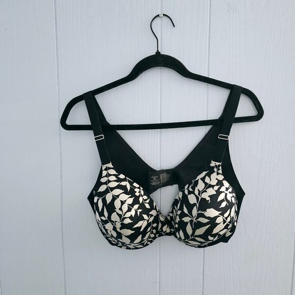 Soma Vanishing Back Full Coverage Bra Size 38C – Black Ivory Leaf Print - Picture 1 of 6